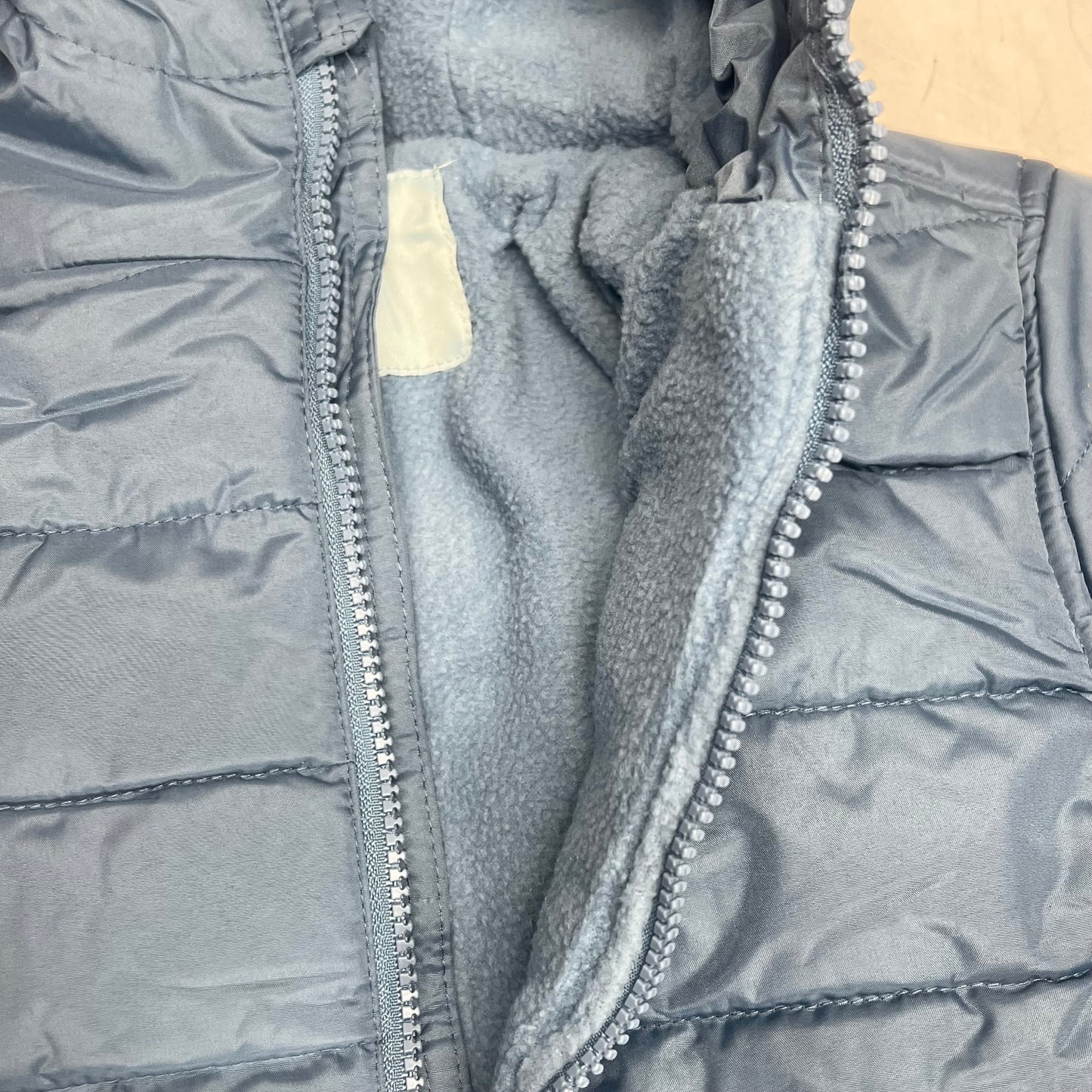 WHALES TAIL Fleece Lined Hooded Full Zip Up Winter Coat  Boy's Sz 6 Dusty Blue