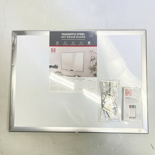 ZA@ TRU RED Magnetic Steel Dry Erase Board W/ Aluminum Frame 2'x1.5" Silver TR61168 (Dented Frame)