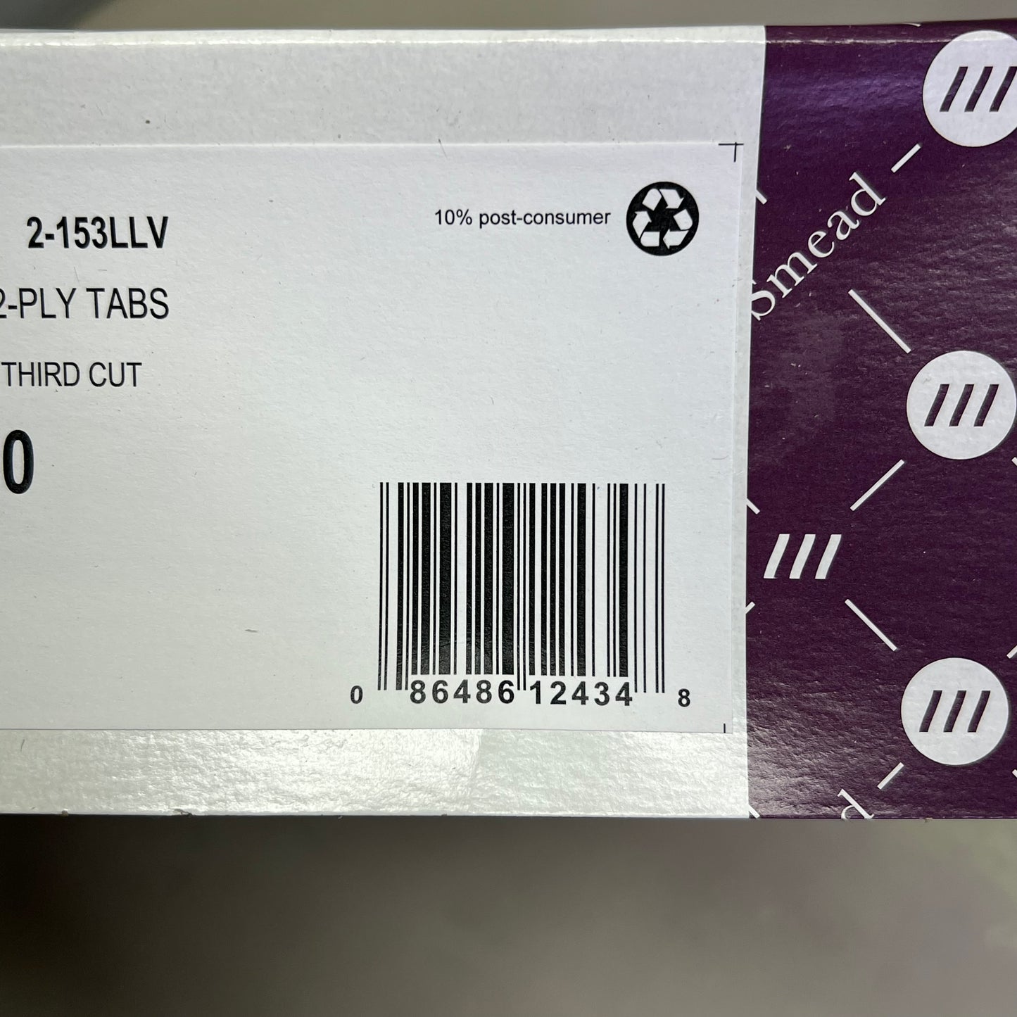 SMEAD (100 PACK) Reinforced File Folder Letter Sz 1/3 Cut Tab Lavender 12434