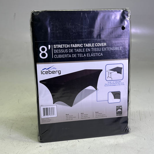 ICEBERG 8' Stretch Fabric Table Cover for 96" x 30", Black
