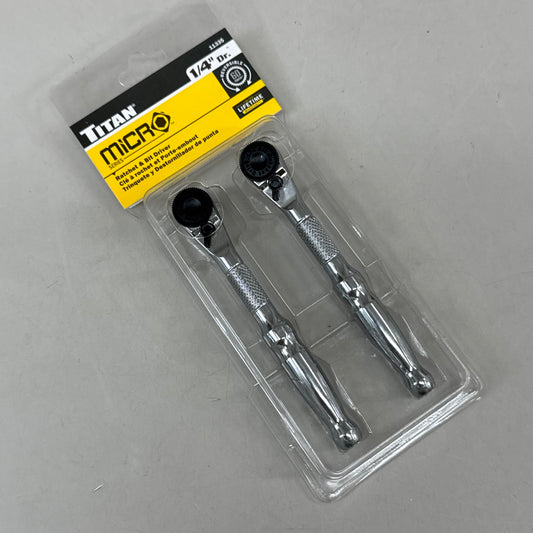 TITAN (2 Piece) Micro Series Ratchet & Bit Driver 1/4" Dr. x 4-1/8" Long 11335