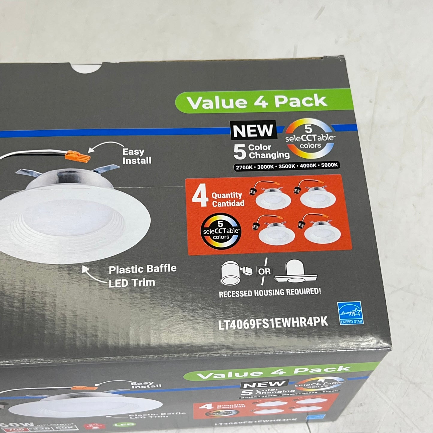HALO (SET OF 4) Baffle Downlight Bulb & Trim Replacement White LT4069FS1EWHR4PK