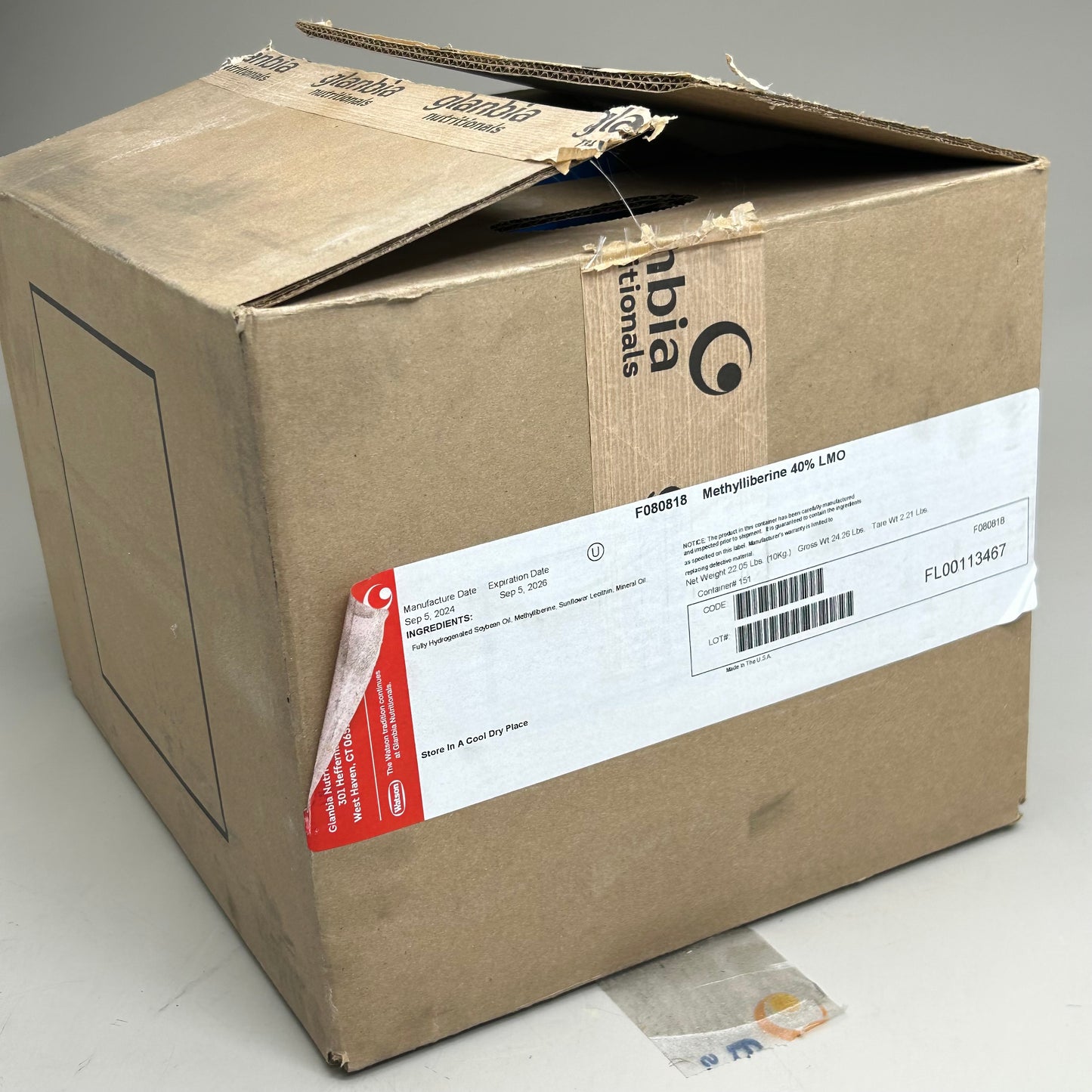 GLANBIA Methylliberine Supplement Powder  22lbs BB 09/26