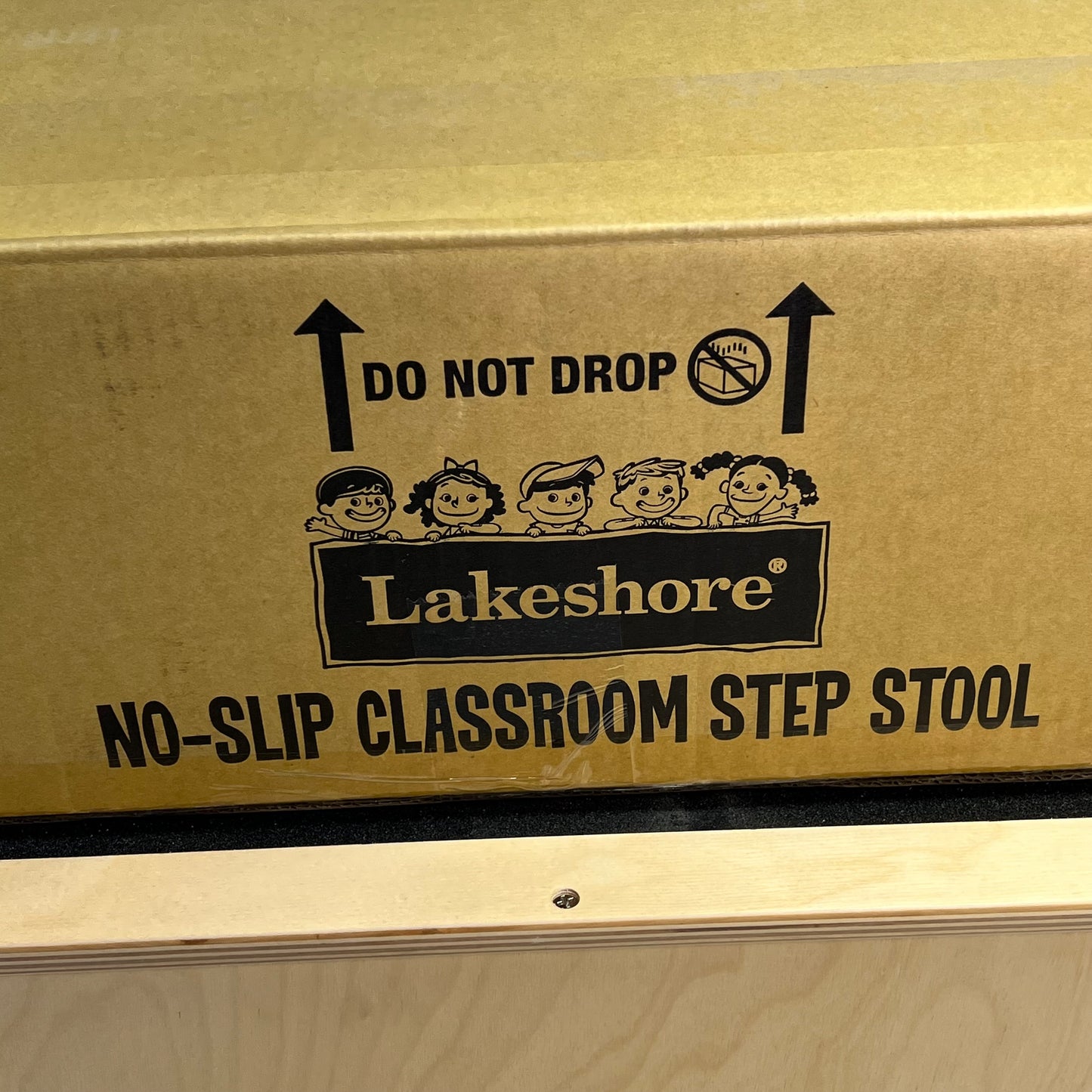 LAKESHORE No-Slip Classroom Step Stool Sturdy Birch 27"w x 12"d x 6"h JJ424
