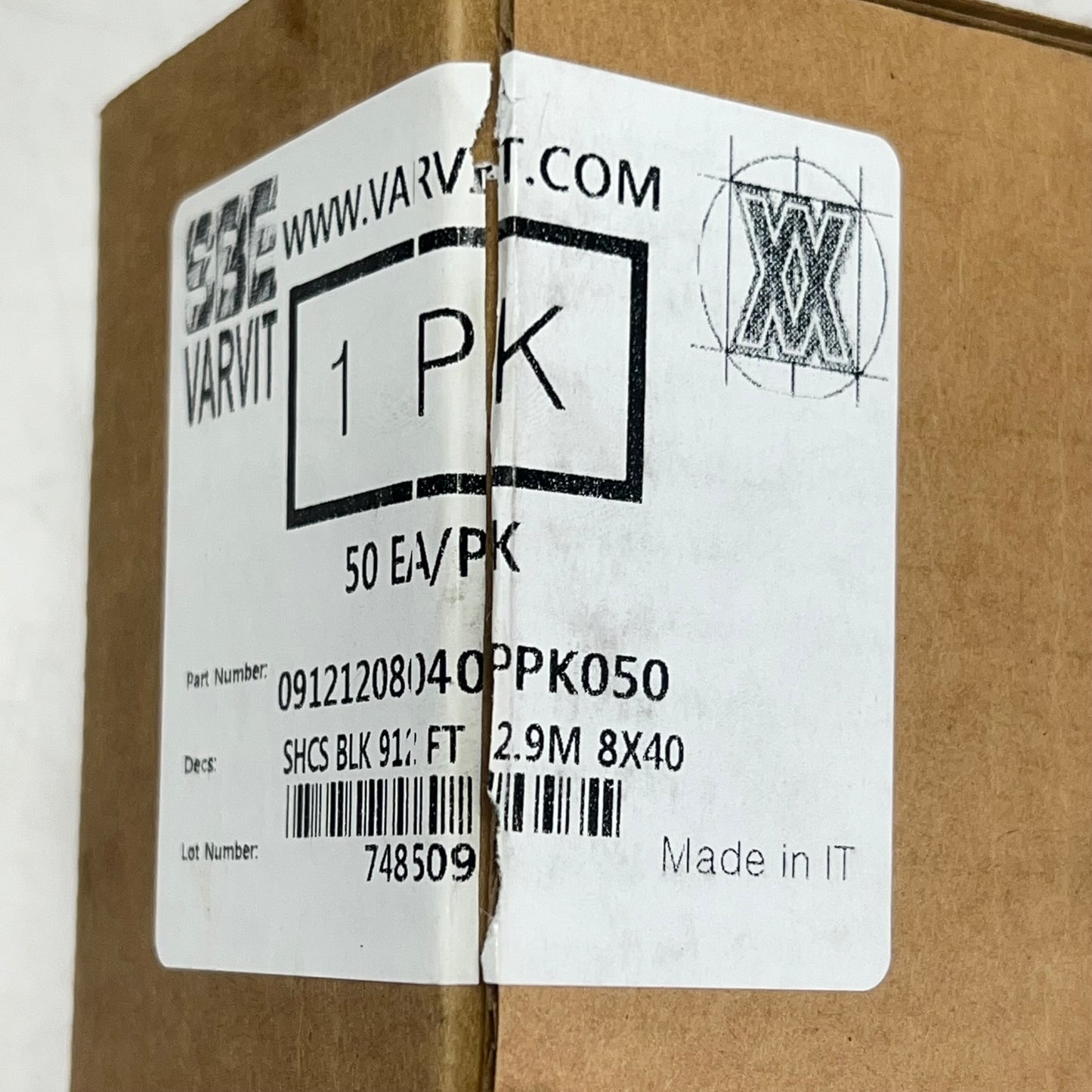 SBE VARVIT (50 PACK) Socket Head Cap Screws 912' 12.9m 8X40 Blk 09121208040PK050