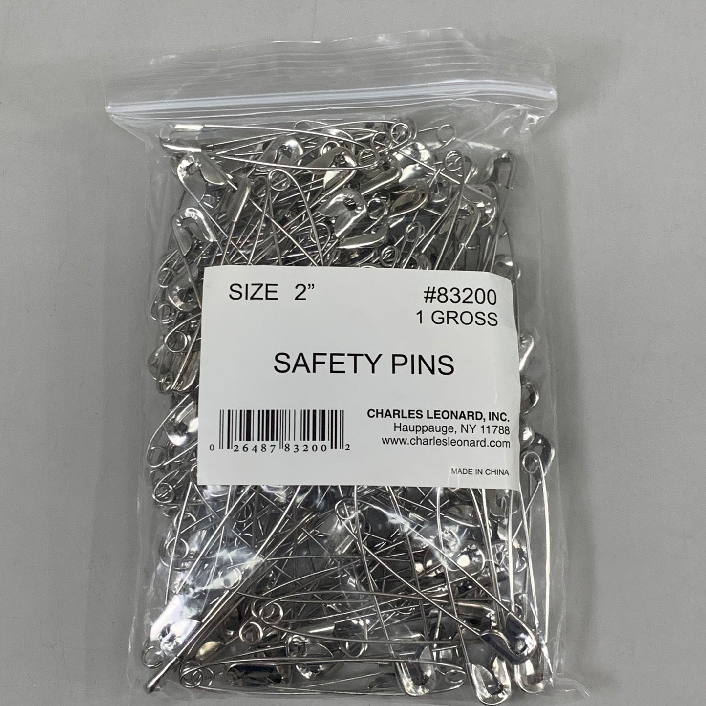 ZA@ CHARLES LEONARD INC (3 PACK, 432 PINS TOTAL) Safety Pins Nickel Plated Size 2" 83200