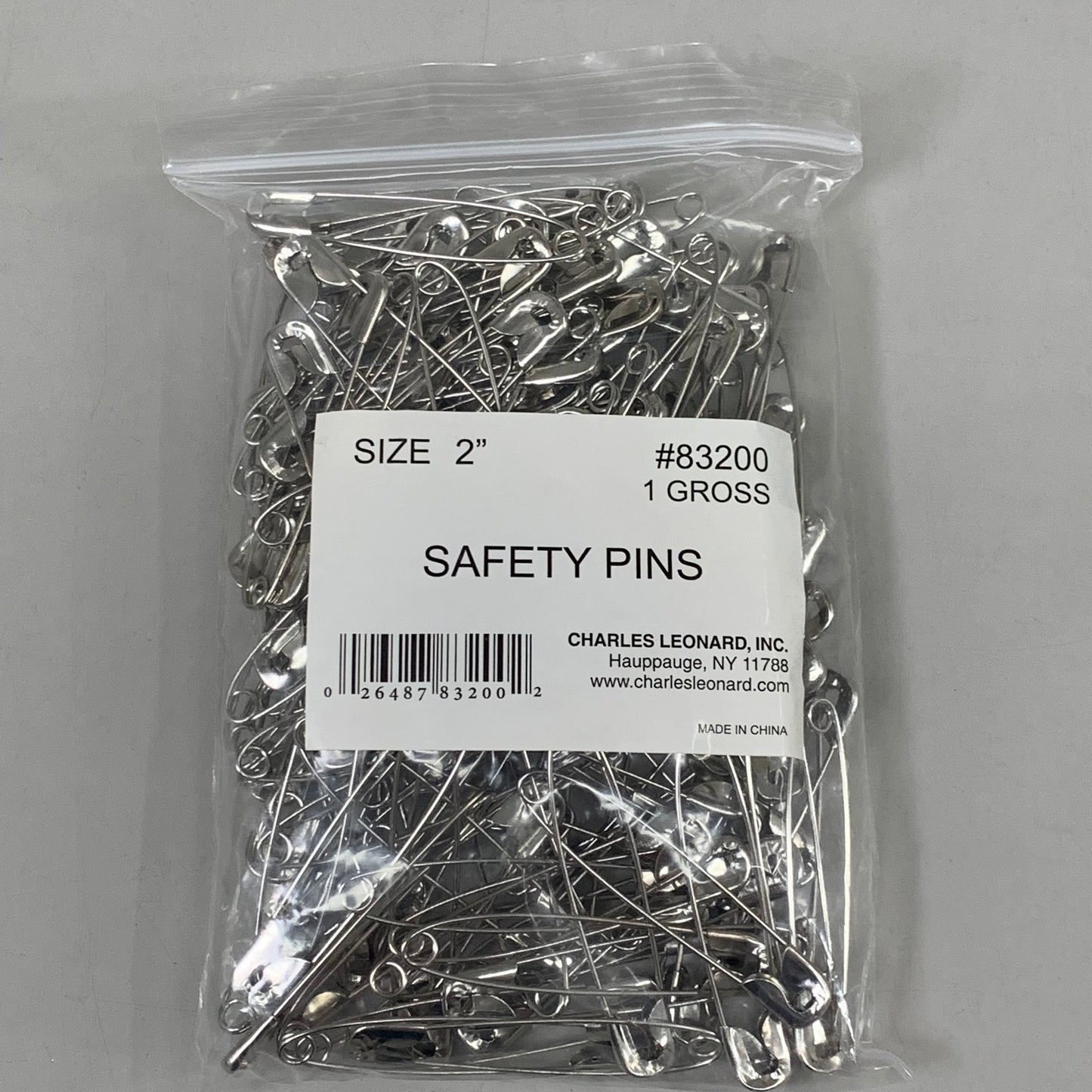 ZA@ CHARLES LEONARD INC (3 PACK, 18,432 PINS TOTAL) Safety Pins Nickel Plated Size 2" 83200 A