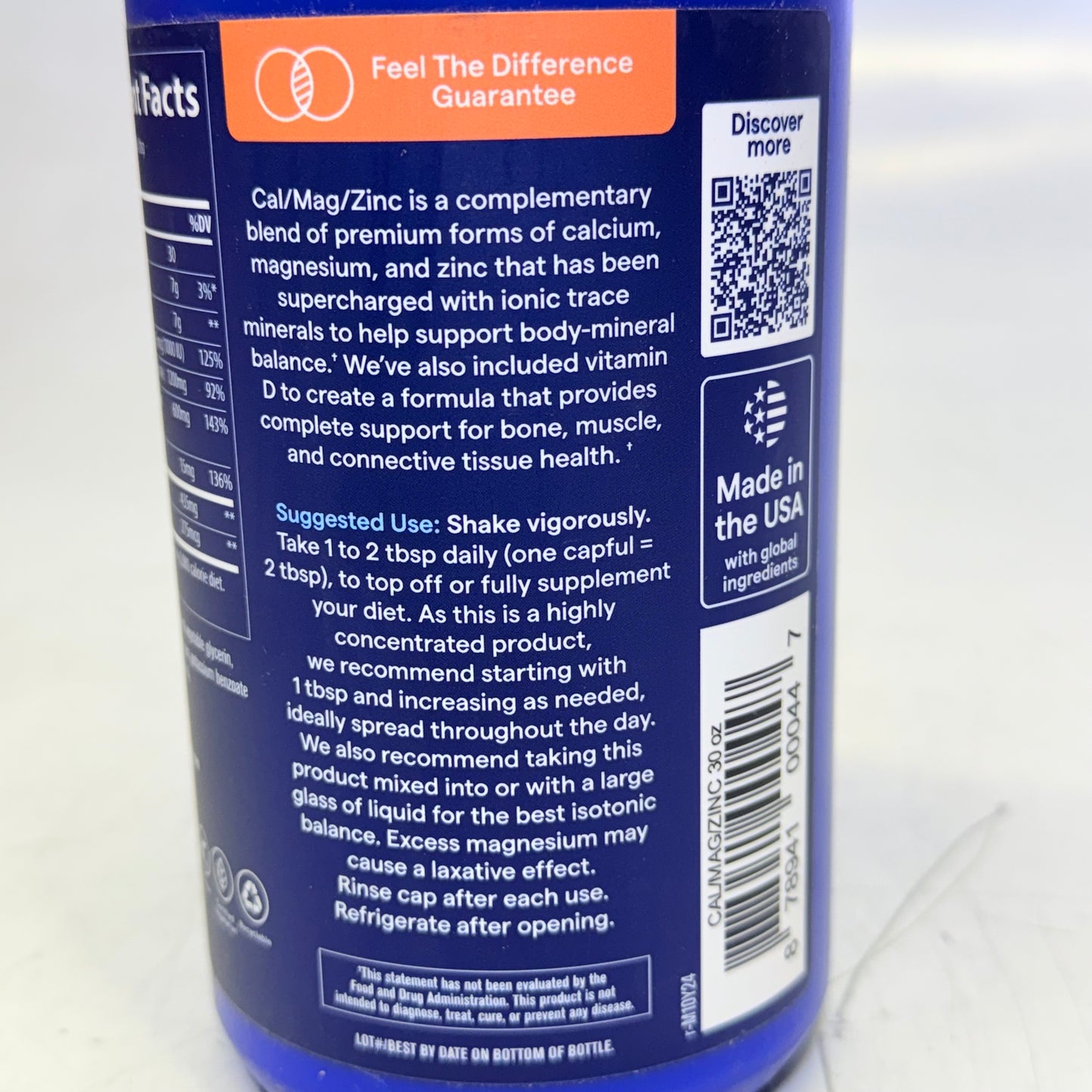 TRACE Cal/ Mag/ Zinc Liquid Mineral Supplement (30oz/Bottle) Piña Colada - BB 01/27