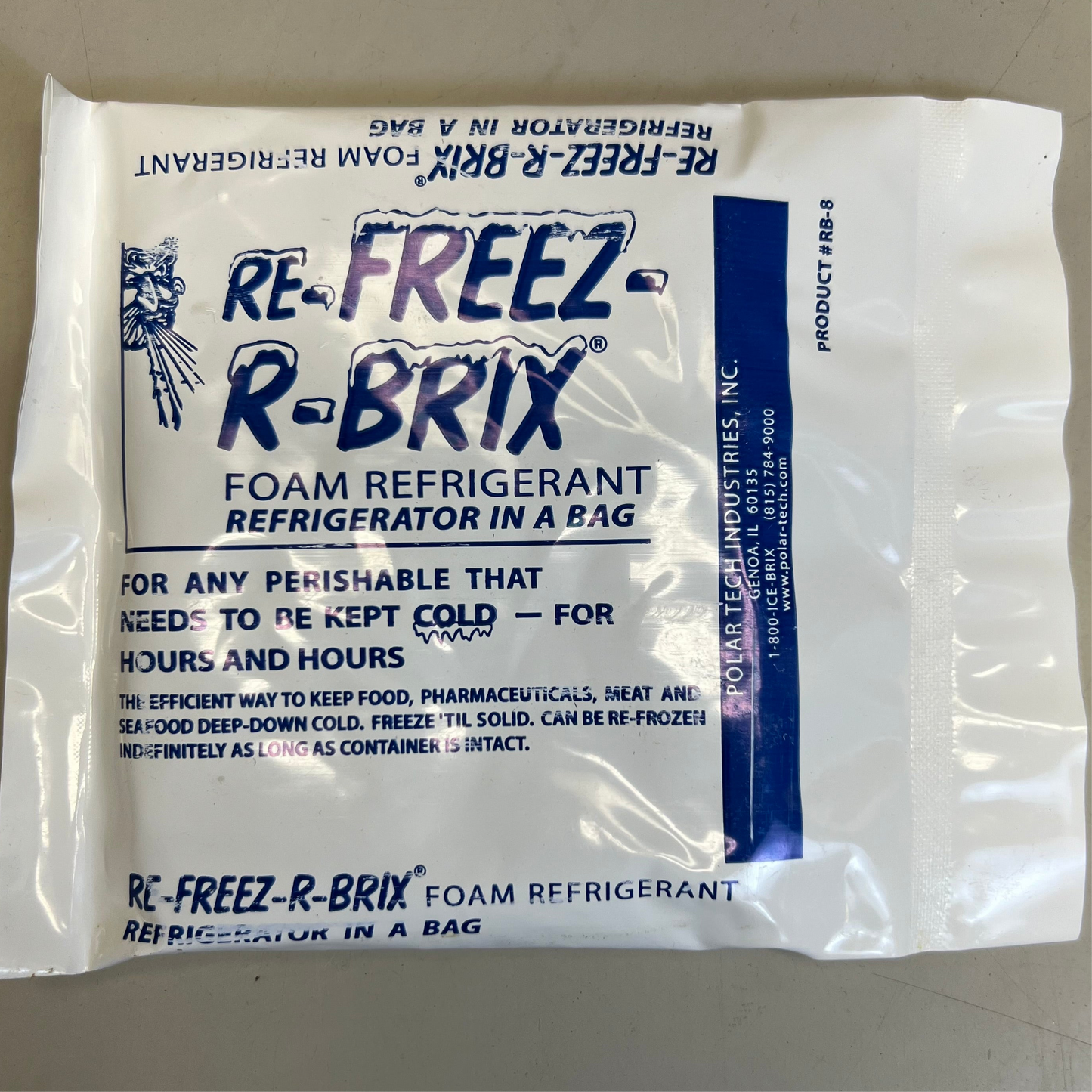 ZA@ RE-FREEZ-R-BRIX (42 PACK) Foam Refrigerant “Refrigerator in a Bag” RB8 Sz 7.5"x 5.5"