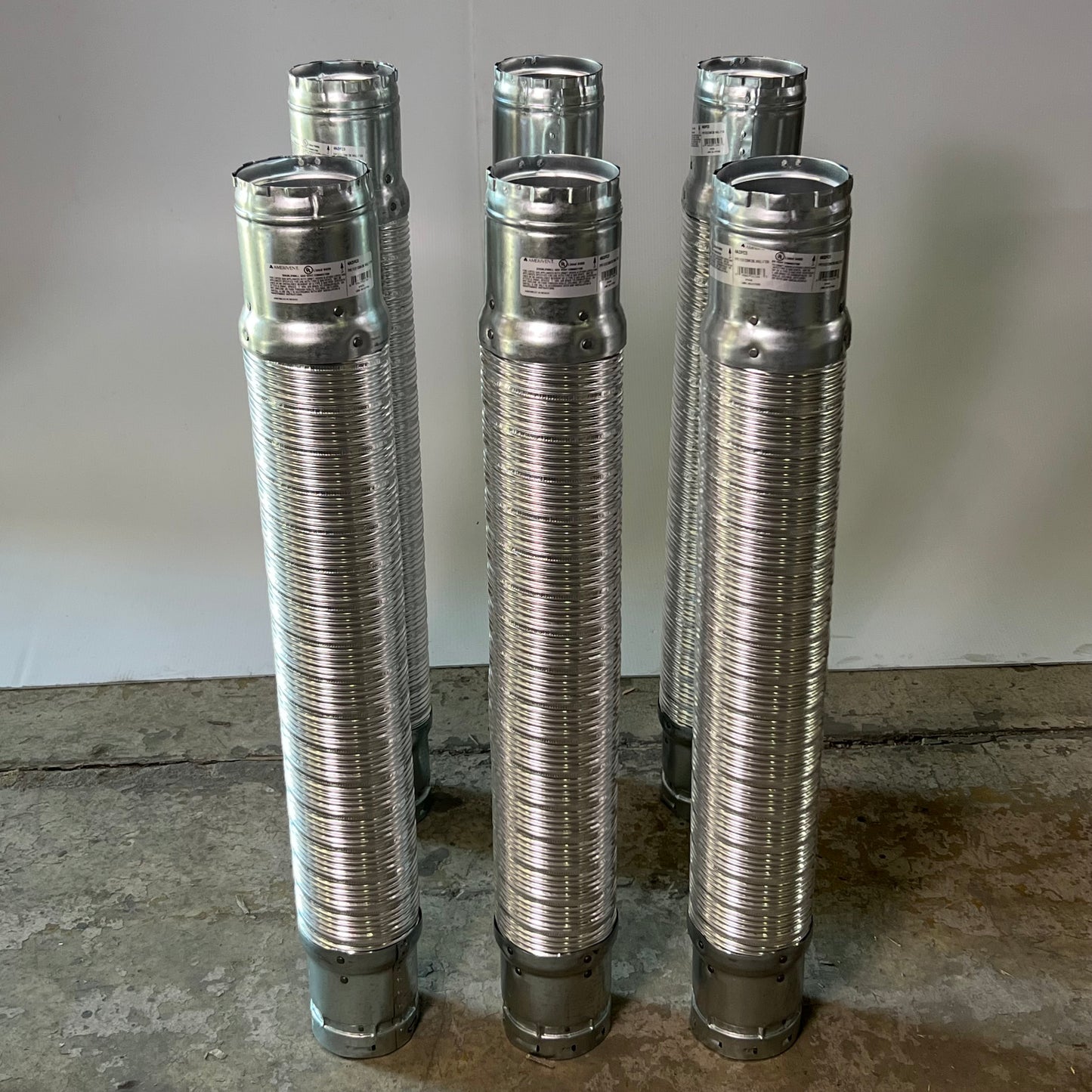 AMERIVENT (6 Pcs) Double Wall Flexible Pipe Vent Connector Sz 4” x 36”, 4ADFC3