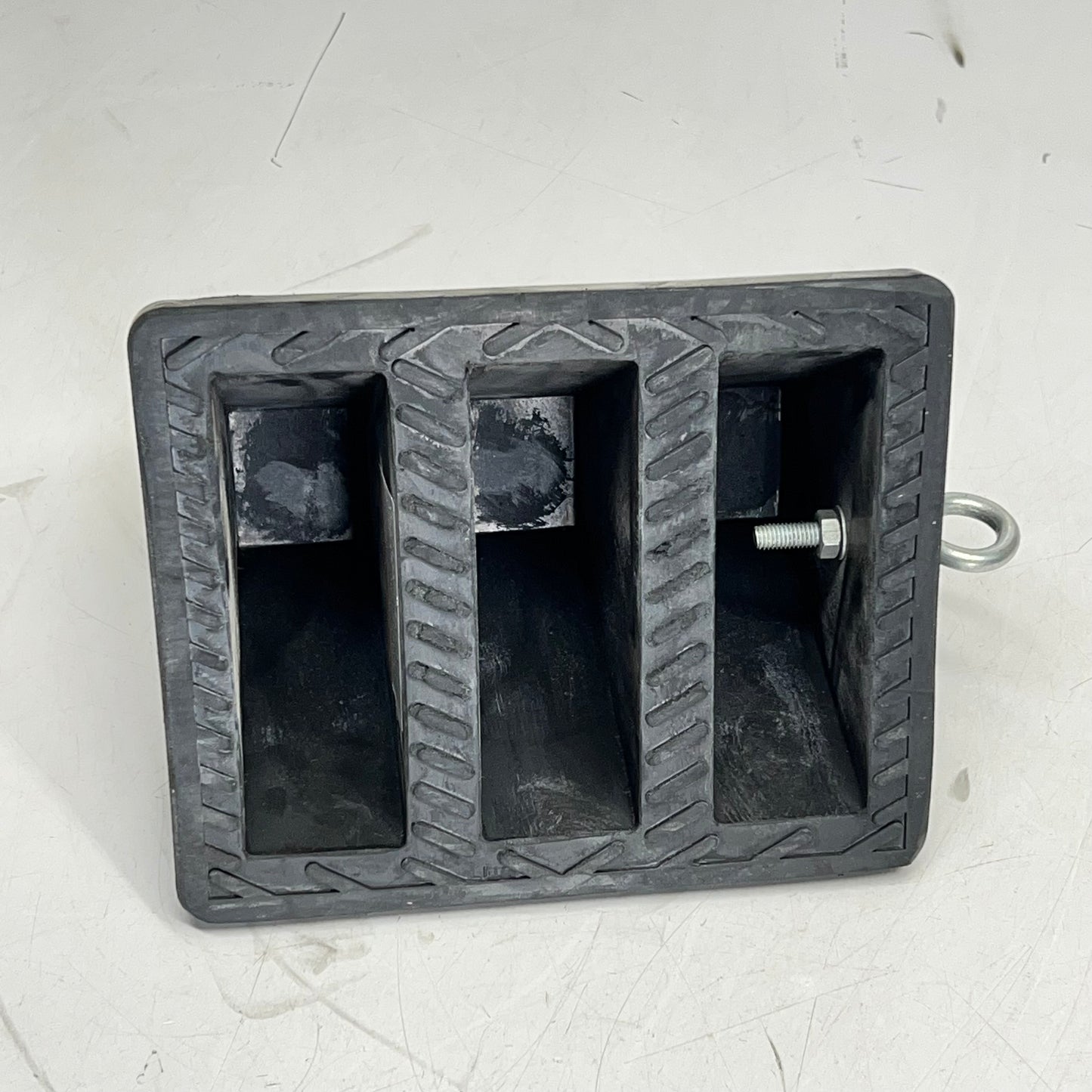 ZA@ IRONTON (2 PACK, 7lbs EACH) Double Sided Pyramid Wheel Chock W/ Eye Bolt Black 85154