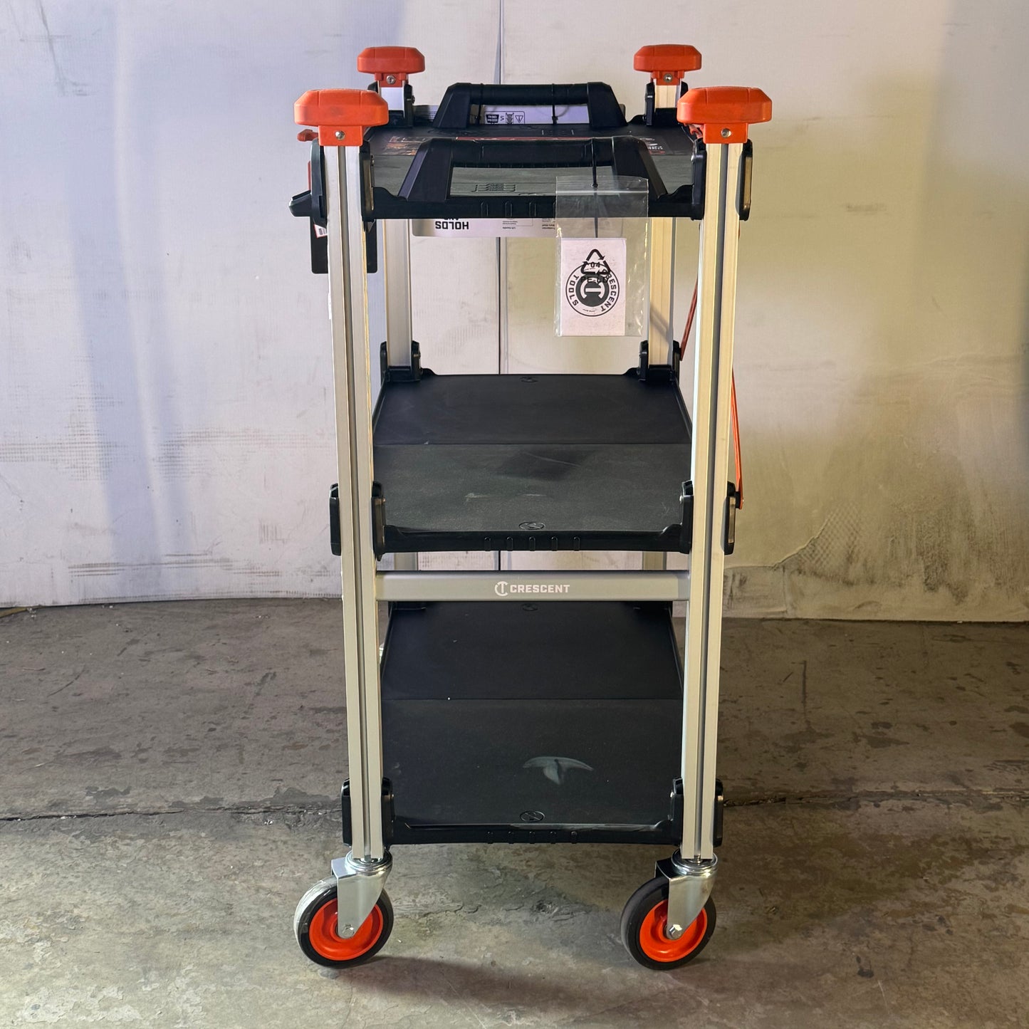 CRESCENT Folding Jobsite Cart Sz 29.5"L x 18"W x 42"H, Black & Orange ATG-9785