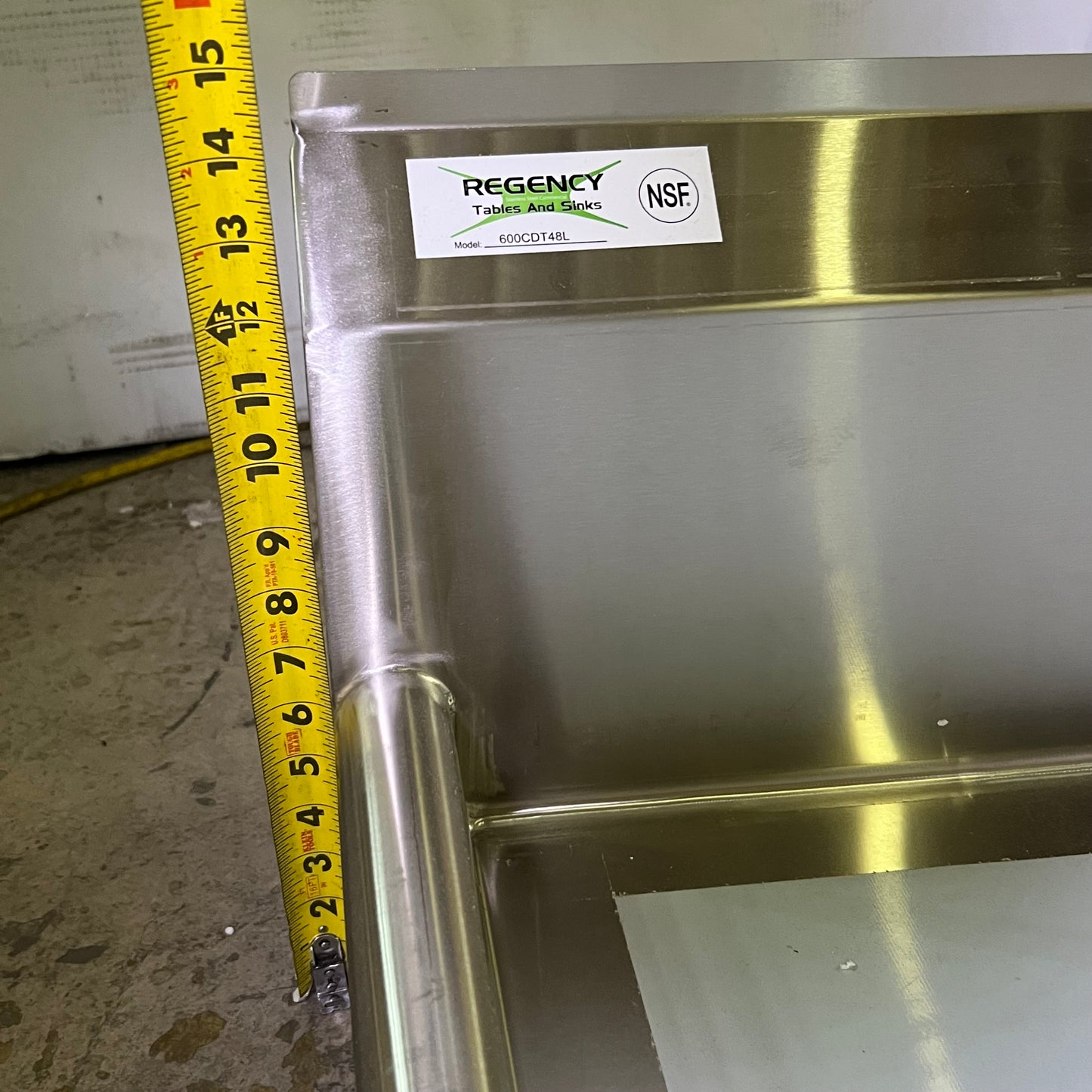 REGENCY 16 Gauge 48" Clean Dish Table - Left Drainboard 600CDT48L (New Other, Distressed Box)