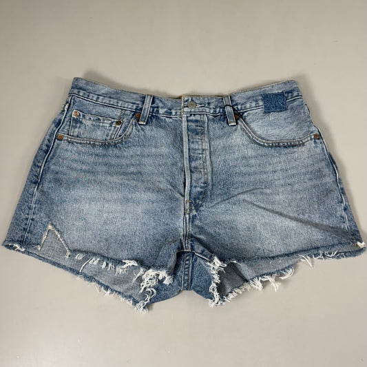 LEVIS 501 Original Fit High Rise Shorts Medium Wash Women's Sz 33 Mega Vibe Blue
