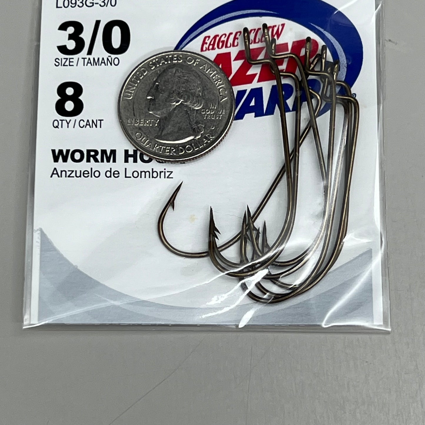 EAGLE CLAW (5 PACK) High Carbon Steel Worm Hook Bronze #3/0 8pc L093G-3/0