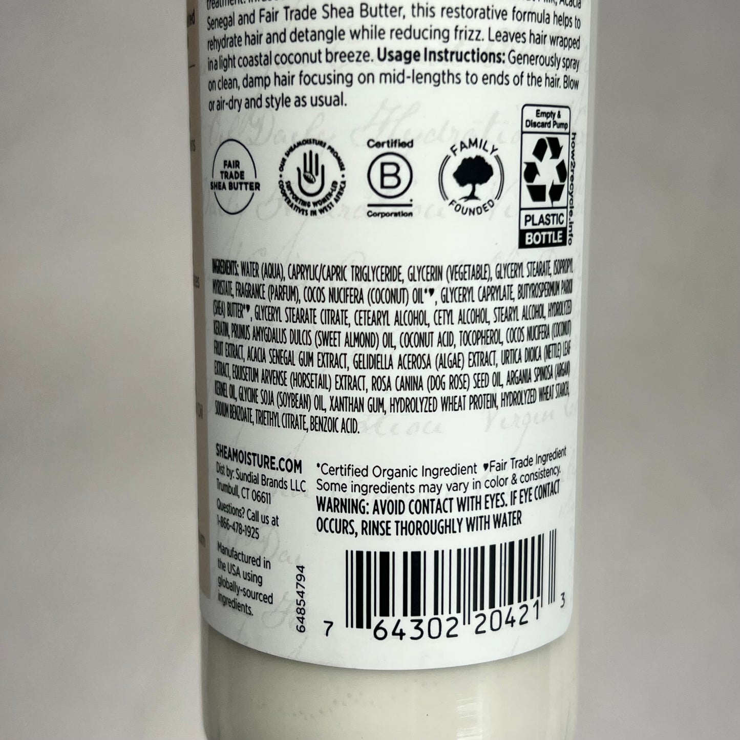 SHEA MOISTURE (2 PACK) Daily Hydration Leave-in Treatment Spray 8 Fl Oz White