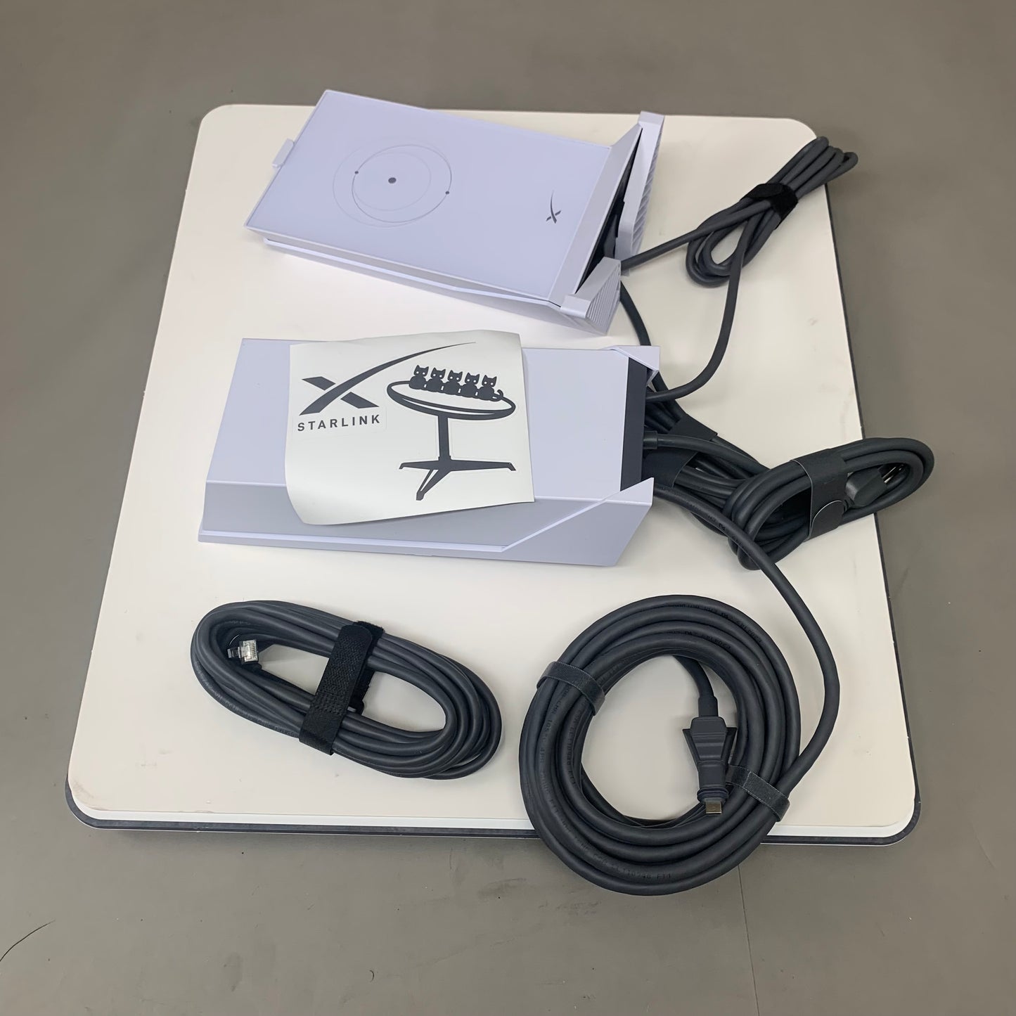 STARLINK Complete Satellite Dish Kit W/ Router, Dish, Power Supply & Cables (As-is, Linked to Account)