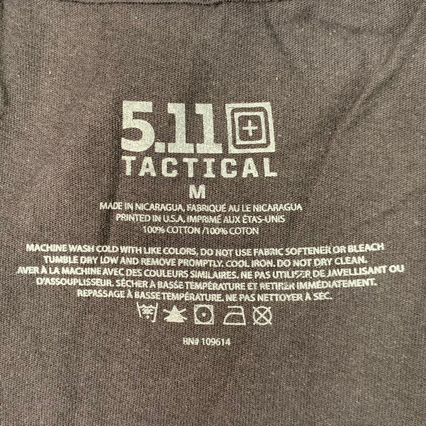 5.11 TACTICAL All Bark All Bite T-Shirt 100% Cotton 019 Black Sz M #76330