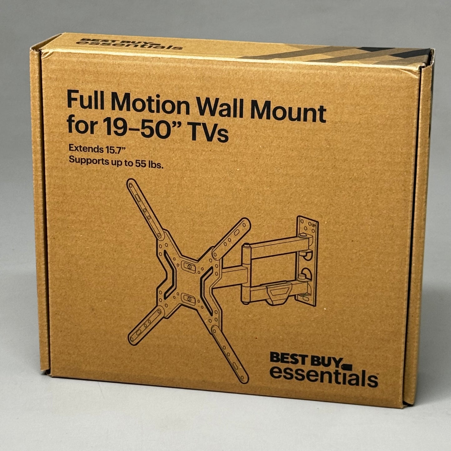 BEST BUY ESSENTIALS Full Motion Wall Mount for 19"-50" TVs Supports 55lbs BEMSFM