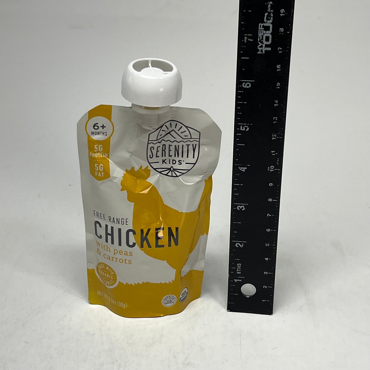 SERENITY (6 PACK) Free Range Chicken W/ Peas & Carrots Baby Food Pouch BB 09/27