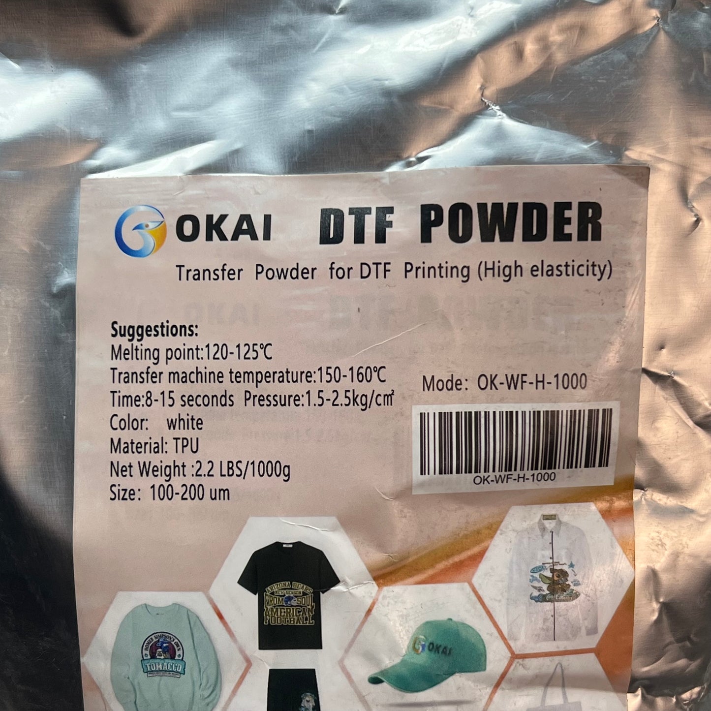 DTF INK Assorted Direct To Film Printing Ink, Powder & Roll Kit Assorted Colors (White Bottle Has Little Hole)