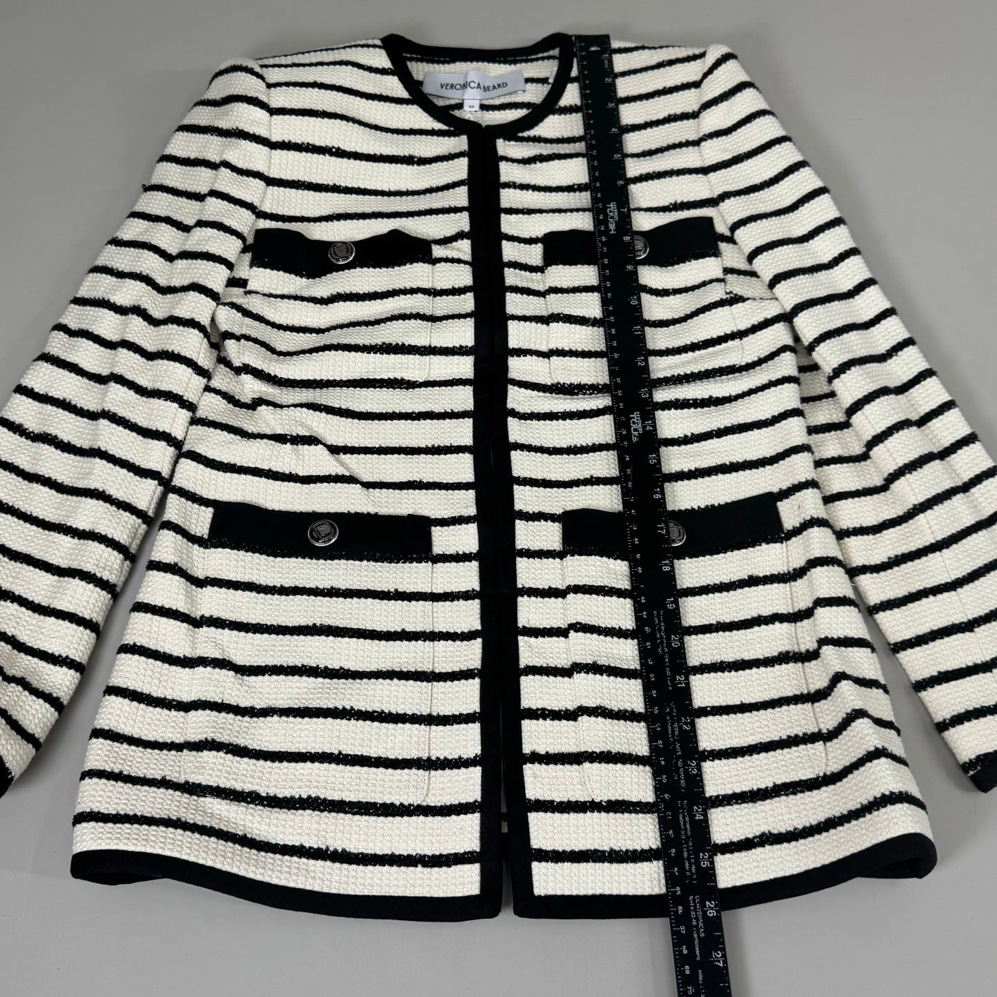 VERONICA BEARD Women's Foster Dickey Jacket Sz-00 Ivory/Black 2406TW7410717