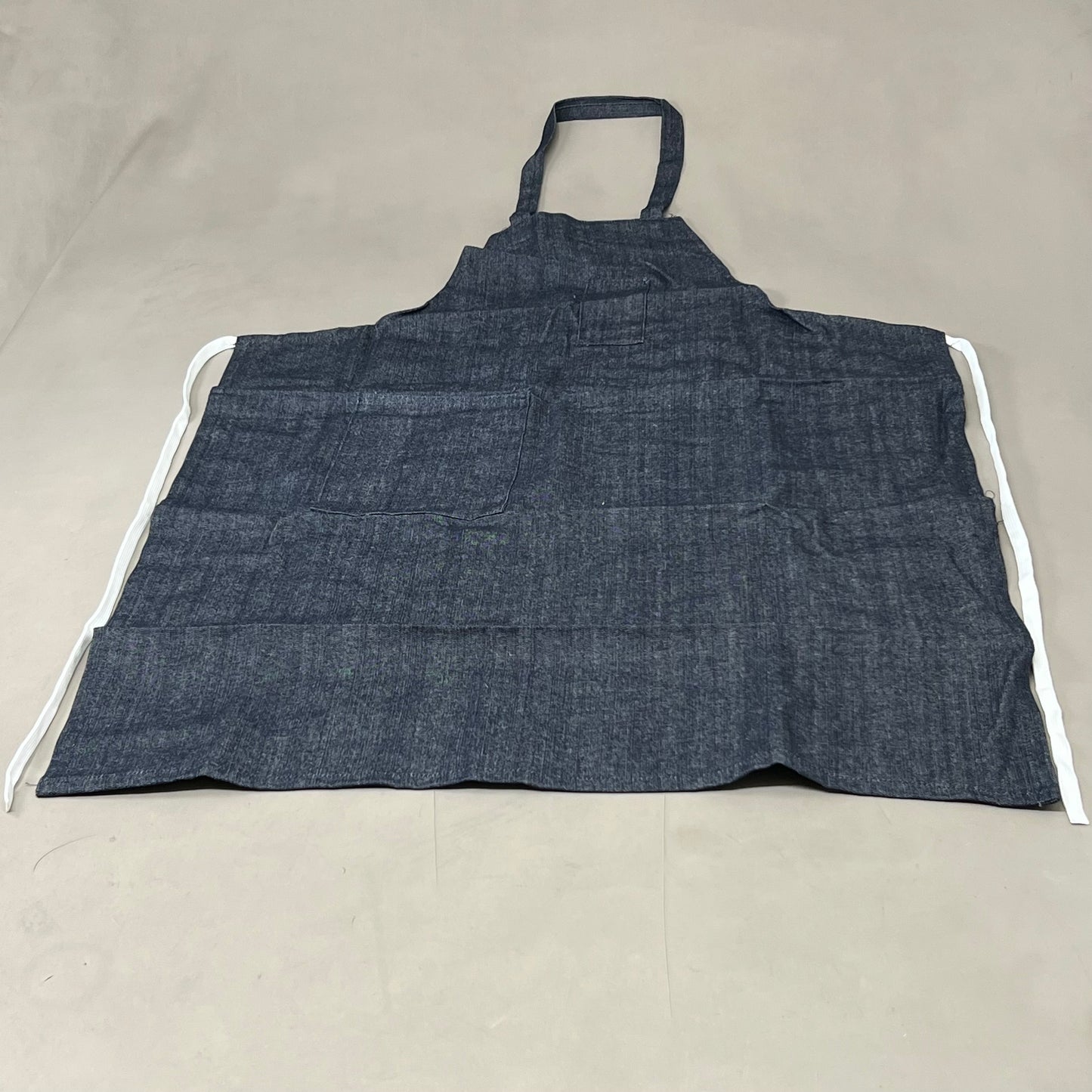 (4 Pack) Tubular Tie 100% Cotton Multi-Pocket Denim Jean Style Apron OSFM Blue
