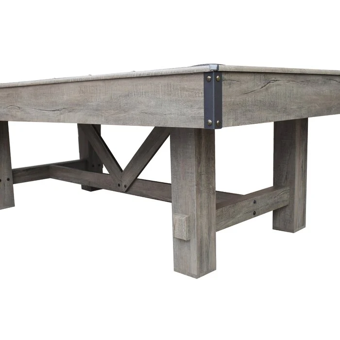 Z@ HATHAWAY LOGAN 7-ft Pool Table Combo Set w/ Benches, Rustic Gray w/ Blue Felt BG50348 (New, Damaged Box)