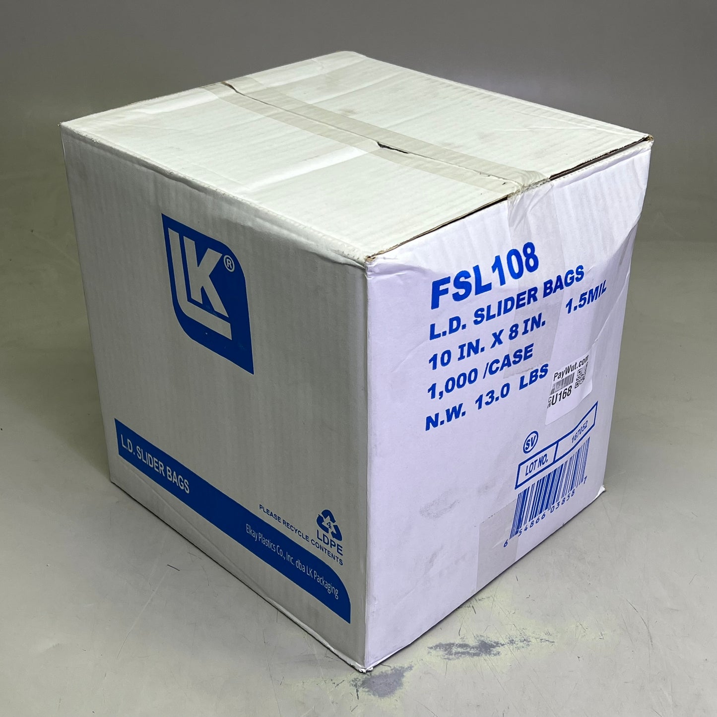 ELKAY PLASTICS (1000 PACK) LD Slider Bags 1.5mil. 10 in. x 8 in. FSL108