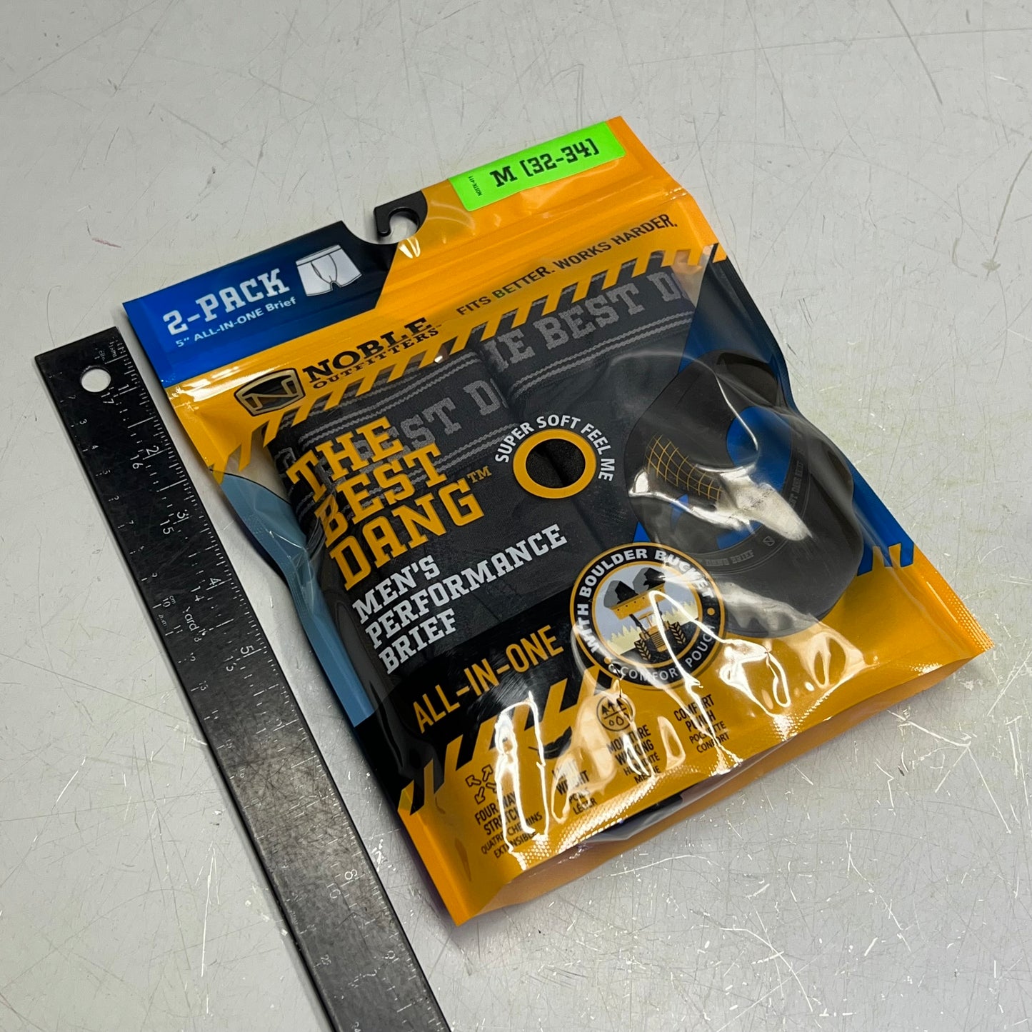 NOBLE OUTFITTERS (SET OF 2) The Best Dang Performance Brief Men's Sz M Black