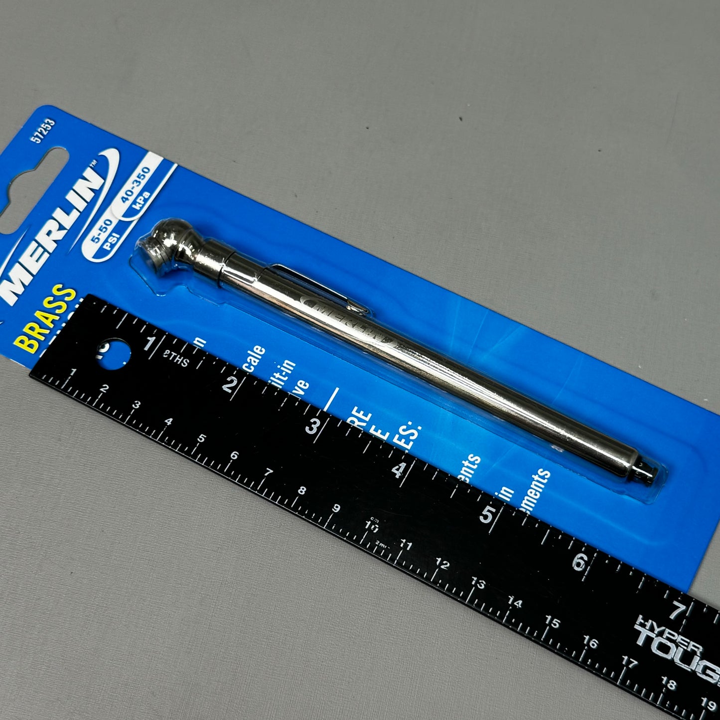 MERLIN (2 PK) Brass Tire Pressure Pencil Gauge 5-50 PSI 6" x 1/2" 57253