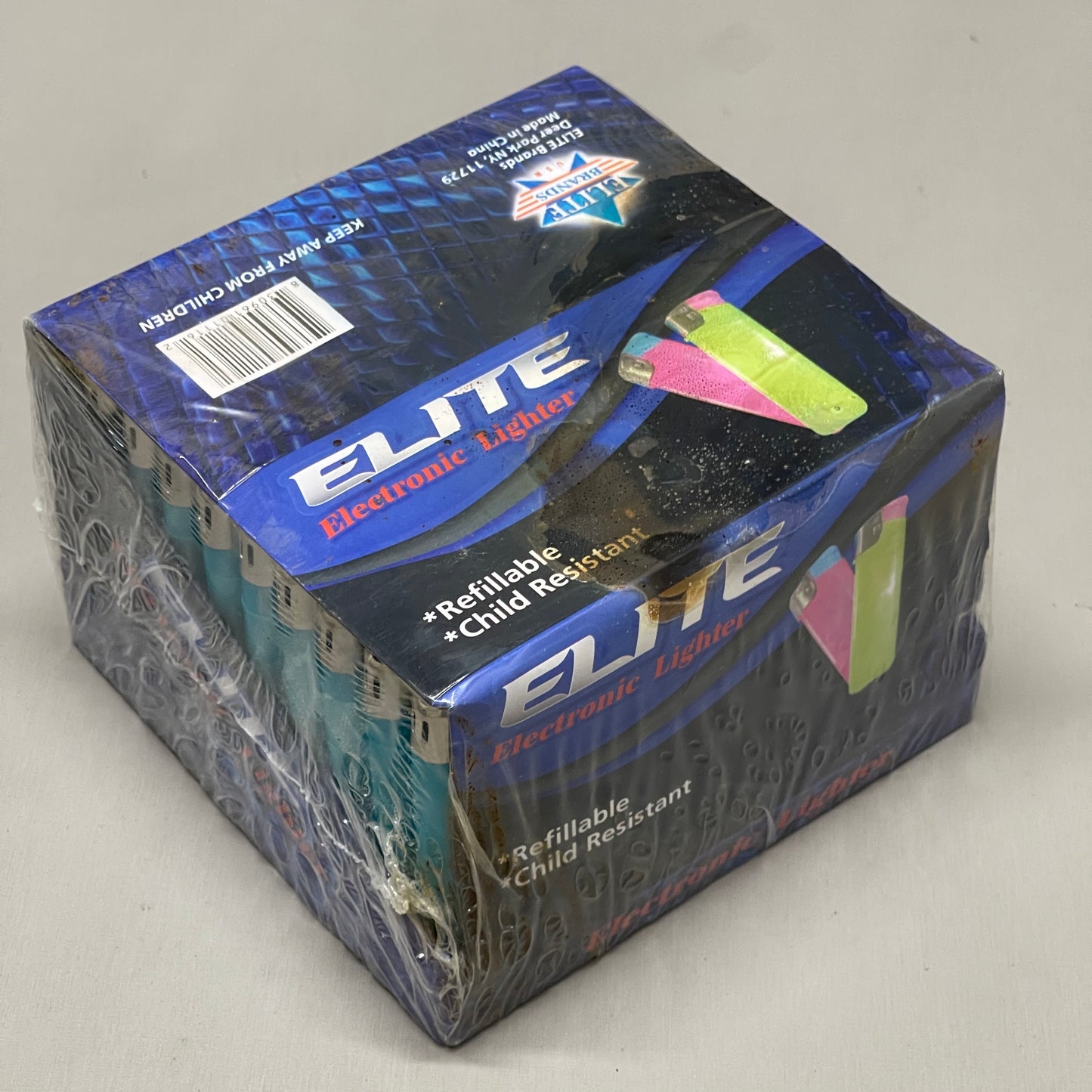 ZA@ ELITE BRANDS 50-Pack Elite Electronic Lighter Refillable Multi-Color (AS-IS) (Dirty)