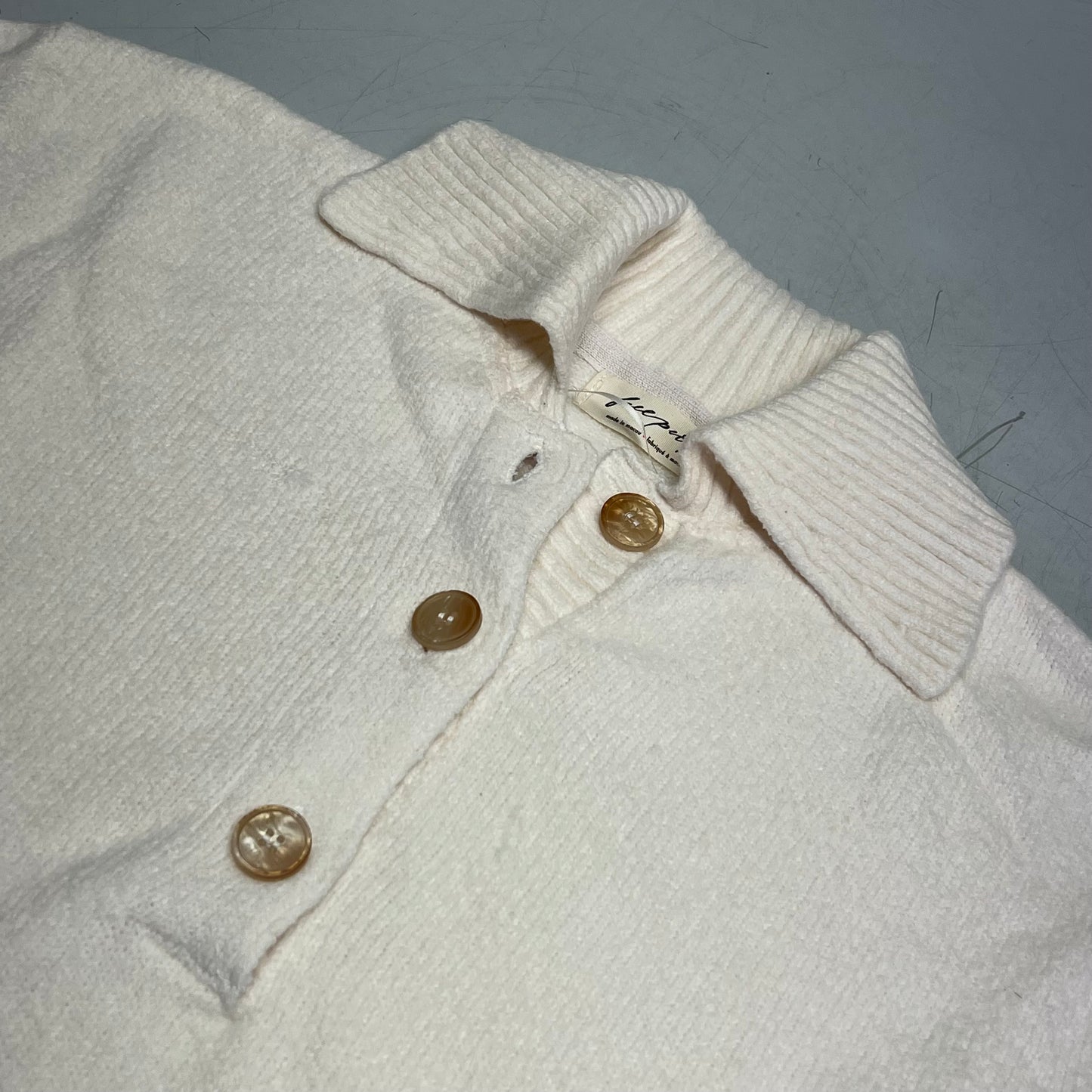 FREE PEOPLE Soft Trading Up Polo Relaxed Fit Women's Sz S  Ivory 101767630