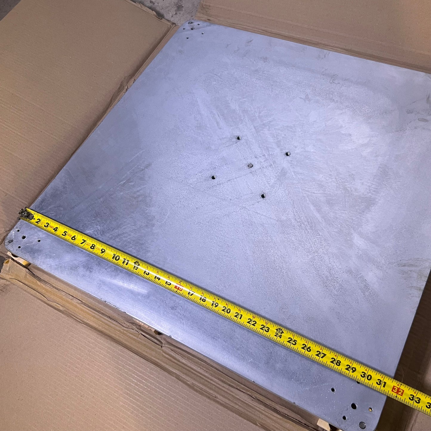 Square Galvanized Steel Plate for Patio Umbrellas Sz 31.5" x 31.5" (New Other, Distressed Box)