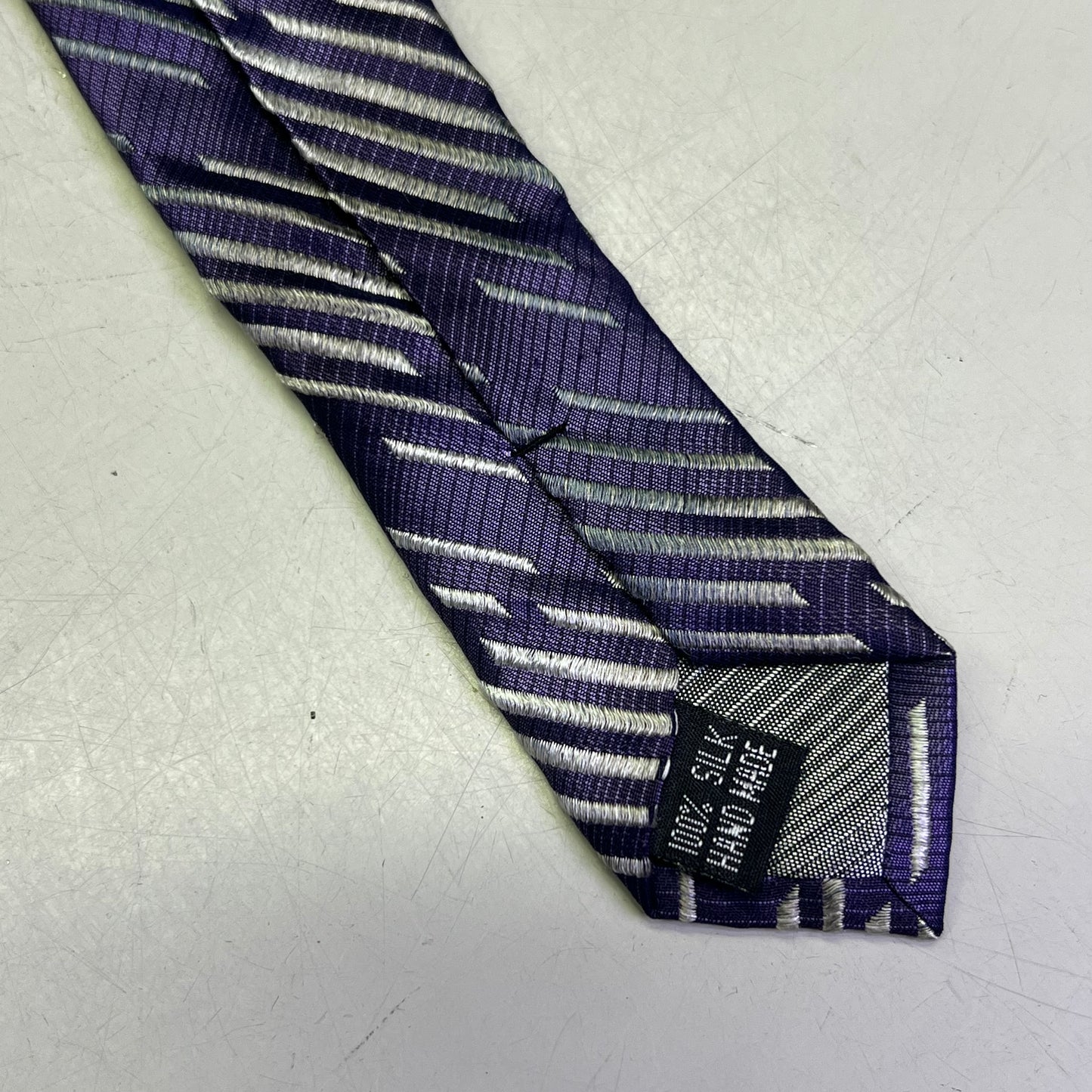 EMILIO PONTI 100% Silk Patterned Suit Tie 60" Purple/Grey (Pre-Owned)