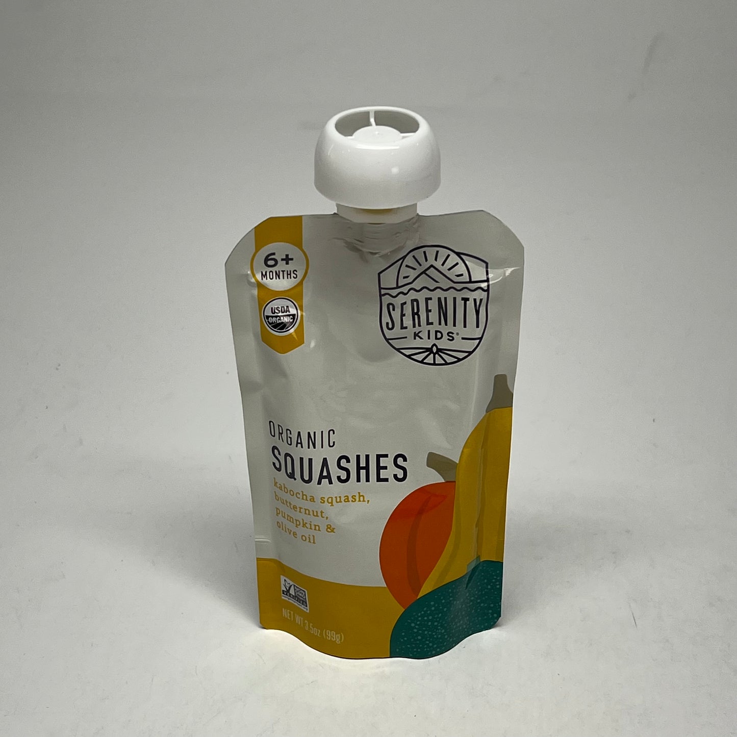 SERENITY (6 PACK) Squashes Organic Veggies W/ Olive Oil Pouches 3.5 oz BB 09/27