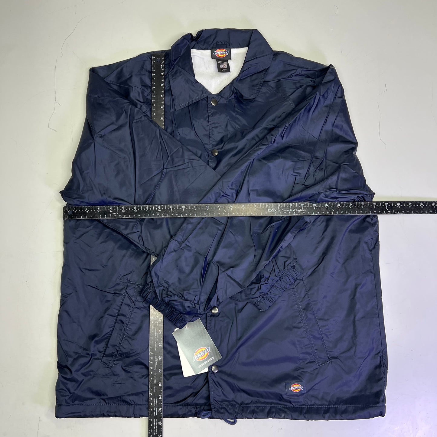 DICKIES Snap Front Nylon Jacket Water Resistant Men's Sz L Dark Navy 76242DN