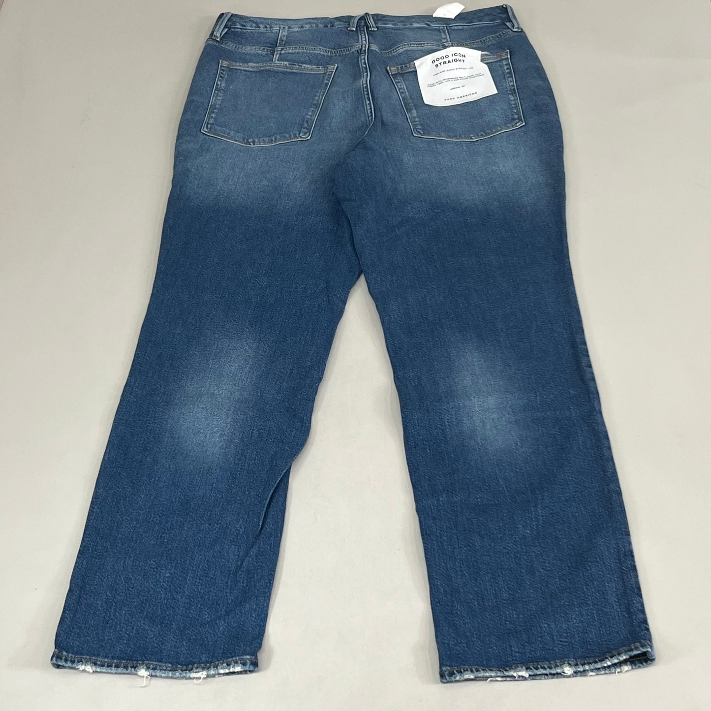 GOOD AMERICAN Good Icon High Rise Straight Leg Jeans Women's Sz 15+ Indigo605 GICNF395T