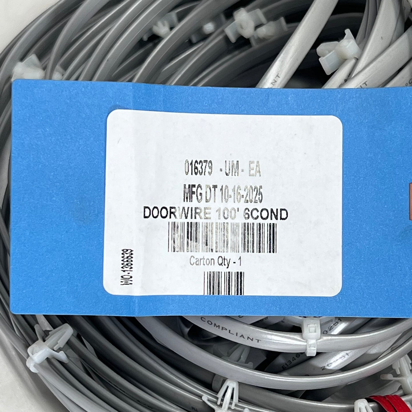 WON DOOR CORPORATION Door Wire Assembly  6 Conductor- 100 ft Grey 016379