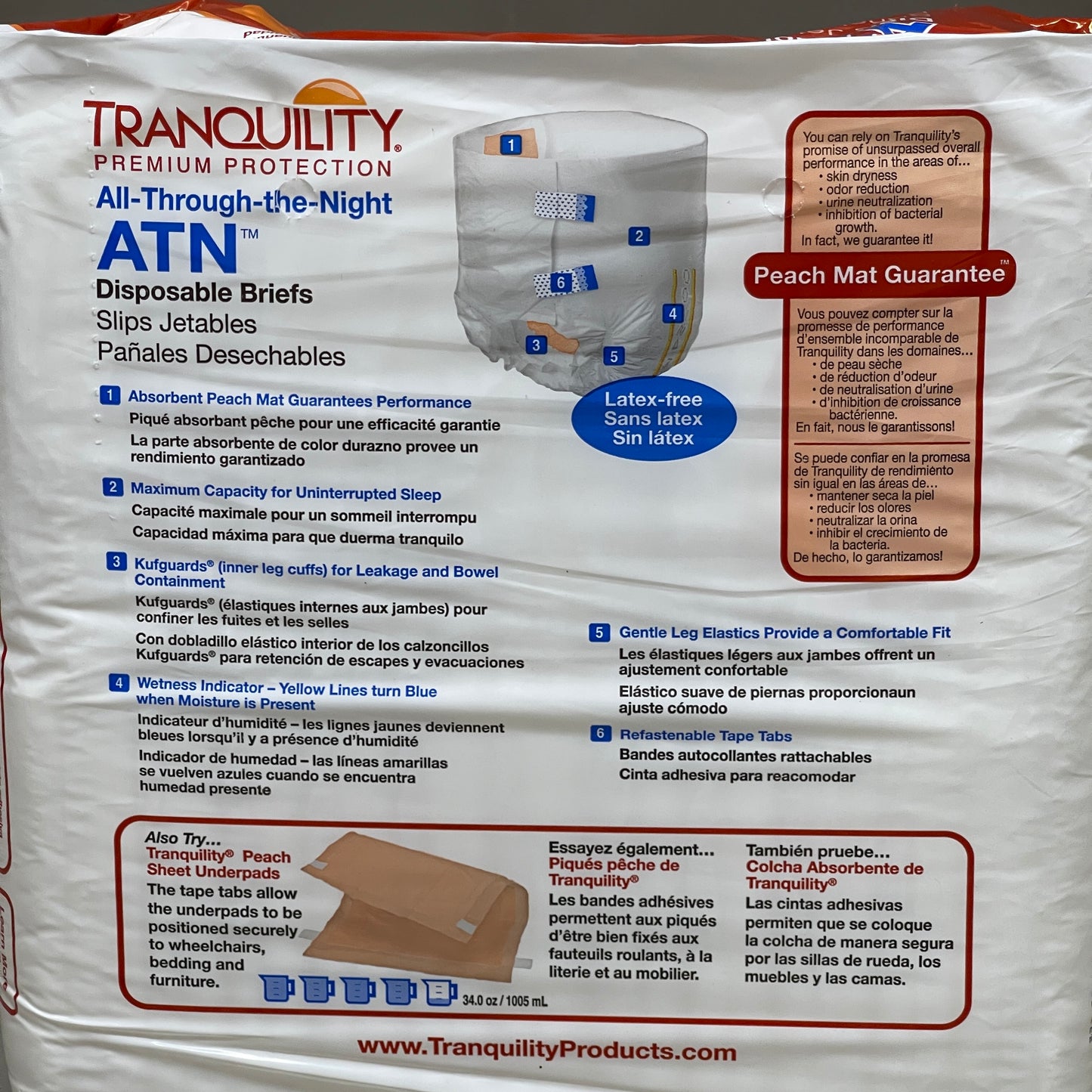 TRANQUILITY 96-PACK! All-Through-the-Night Disposable Briefs Sz L 48" - 58" 2186 (New)