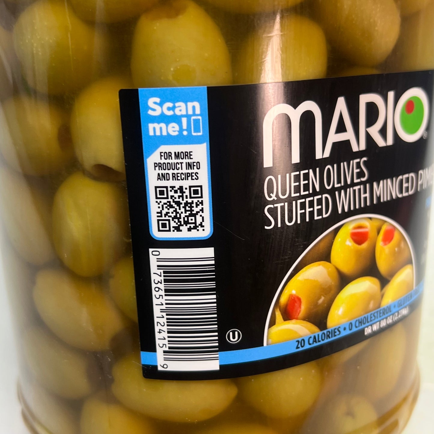 ZA@ MARIO Queen Olives Stuffed W/ Minced Pimiento Gluten Free Kosher 80 oz BB 01/27 A