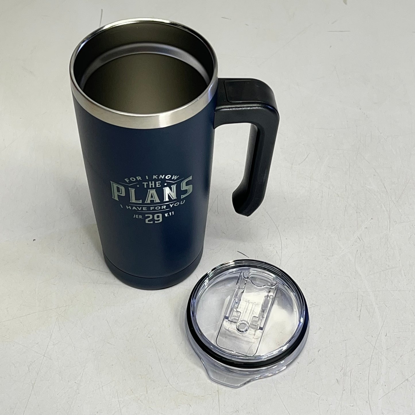 CHRISTIAN ART GIFTS Stainless Steel Travel Mug With Handle Jeremiah 29:11 18oz