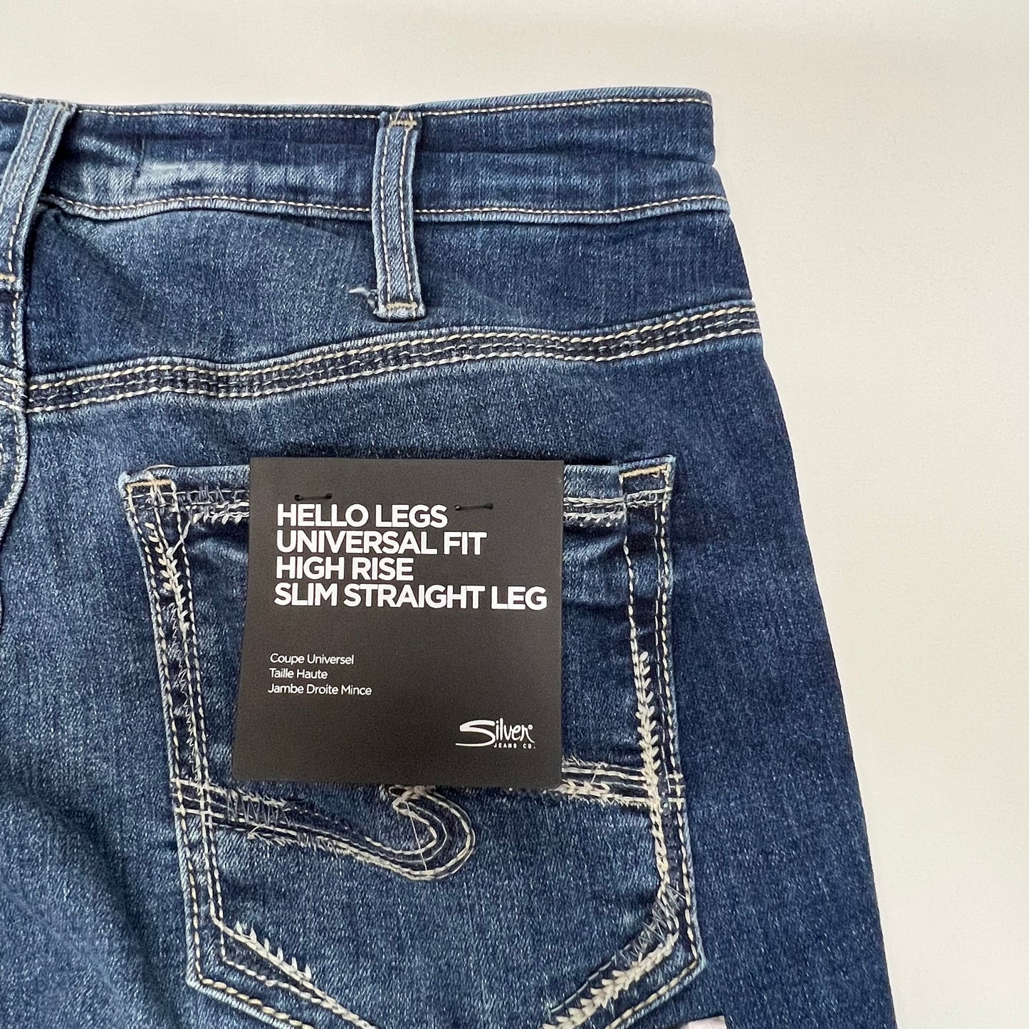 SILVER JEANS CO Hello Legs High Rise Straight Leg Jeans Women's Sz 33/27 Indigo
