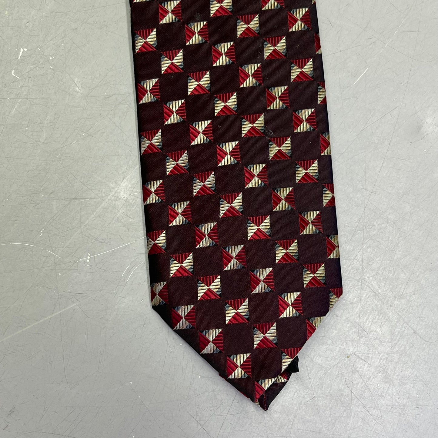ALEXANDER JULIAN COLOURS Square Pattern Made Tie 64" Maroon/Red/Yellow
