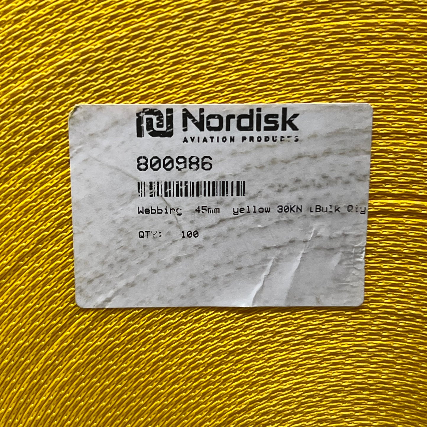 NORDISK Yellow Webbing 100 ft x 2"W Roll Yellow 800986