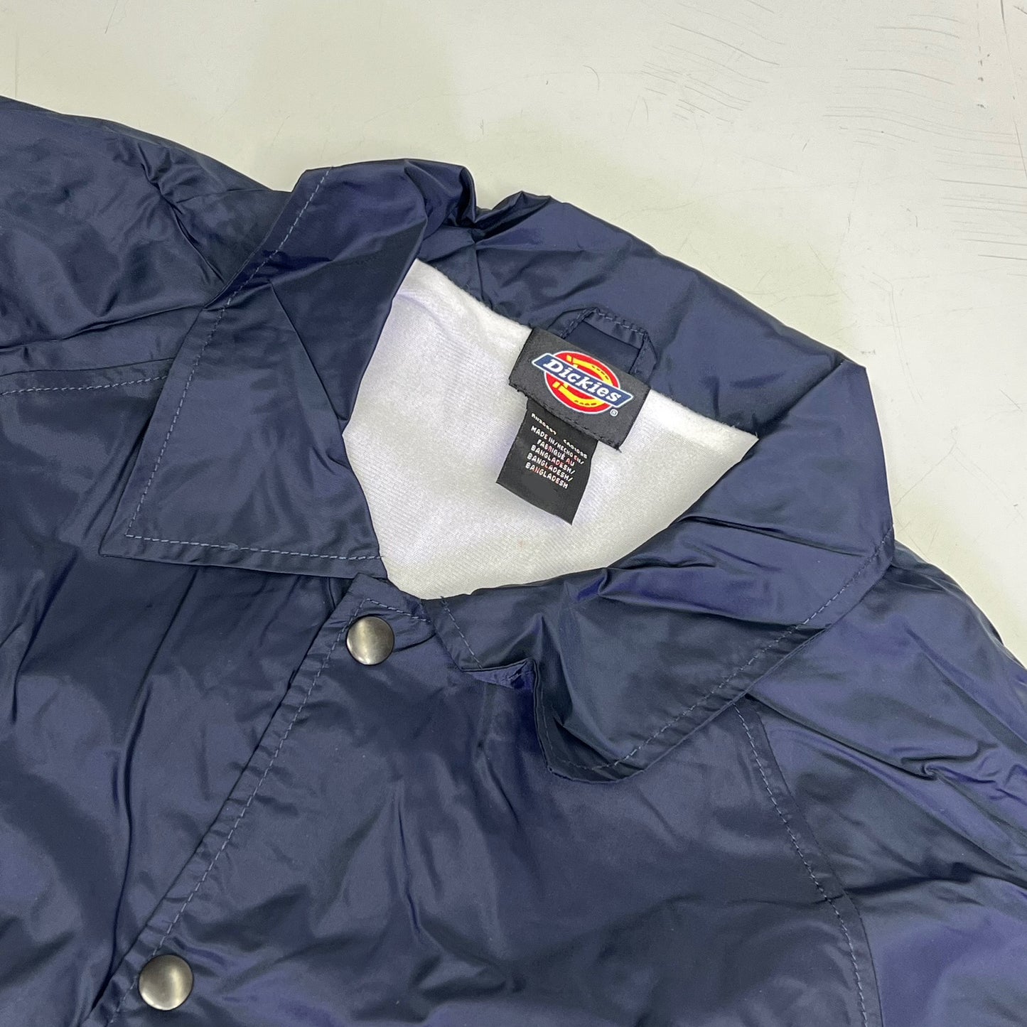 DICKIES Snap Front Nylon Jacket Water Resistant Men's Sz L Dark Navy 76242DN