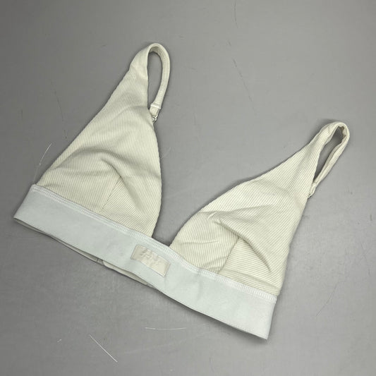 SKIMS Breathable Cotton Rib Triangle Plunge Bralette Womens Sz XS Bone BRPLG0037