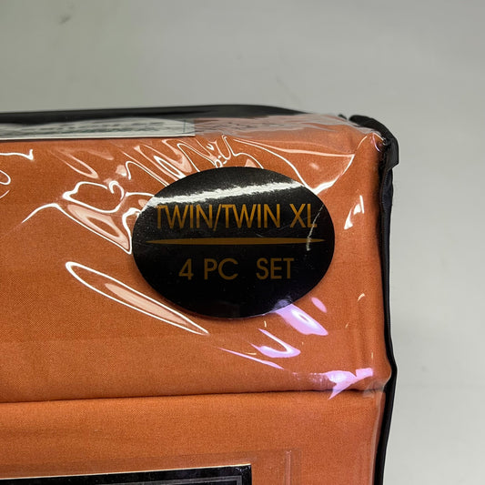 ZA@ ELEGANT COMFORT (6 PIECE SET) Luxury Soft Bed Sheets Set Dobby Stripe Design Twin/Twin XL Copper C