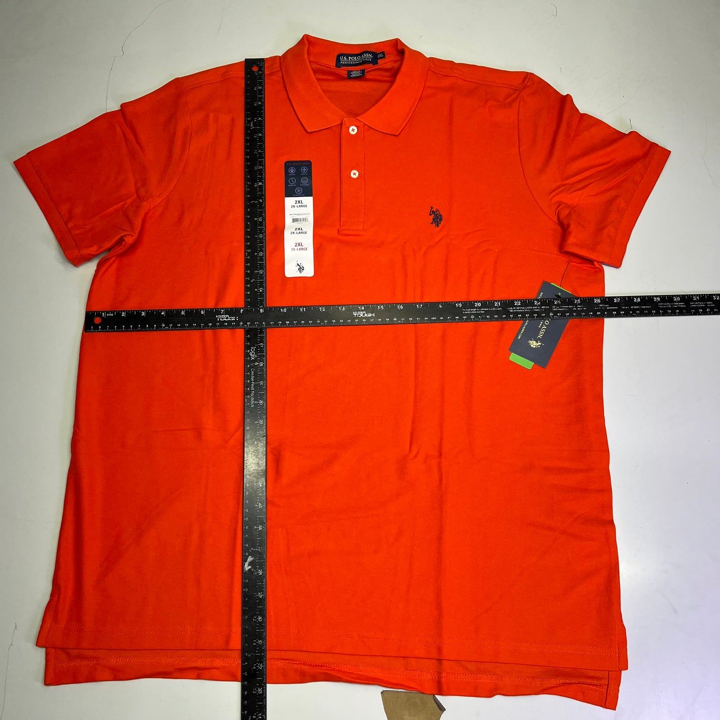 ZA@ U.S. POLO ASSN Performance Pique Polo Short Sleeve Shirt Men's Sz 2XL Orange Red
