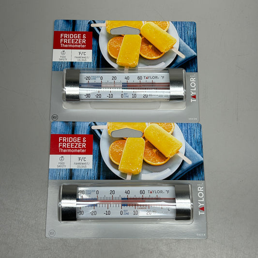 TAYLOR (2 PACK) Fridge/Freezer Thermometer Food Safety 5925N (New)